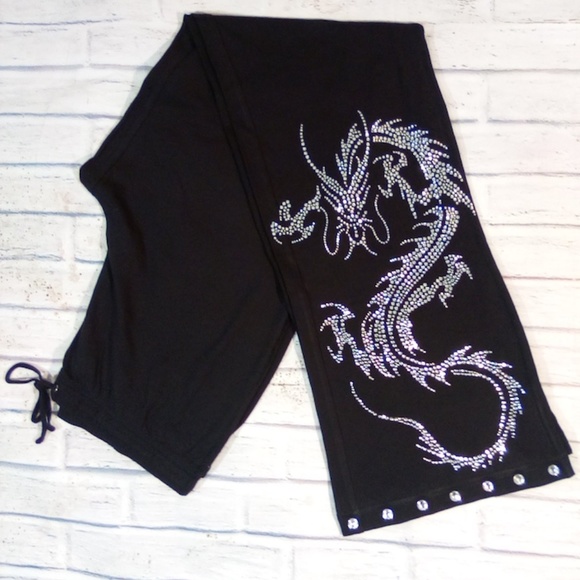 NEW PRODUCTS ONLY - Drawstring Cotton Pant with Rhinestone Dragon - Picture 10 of 10